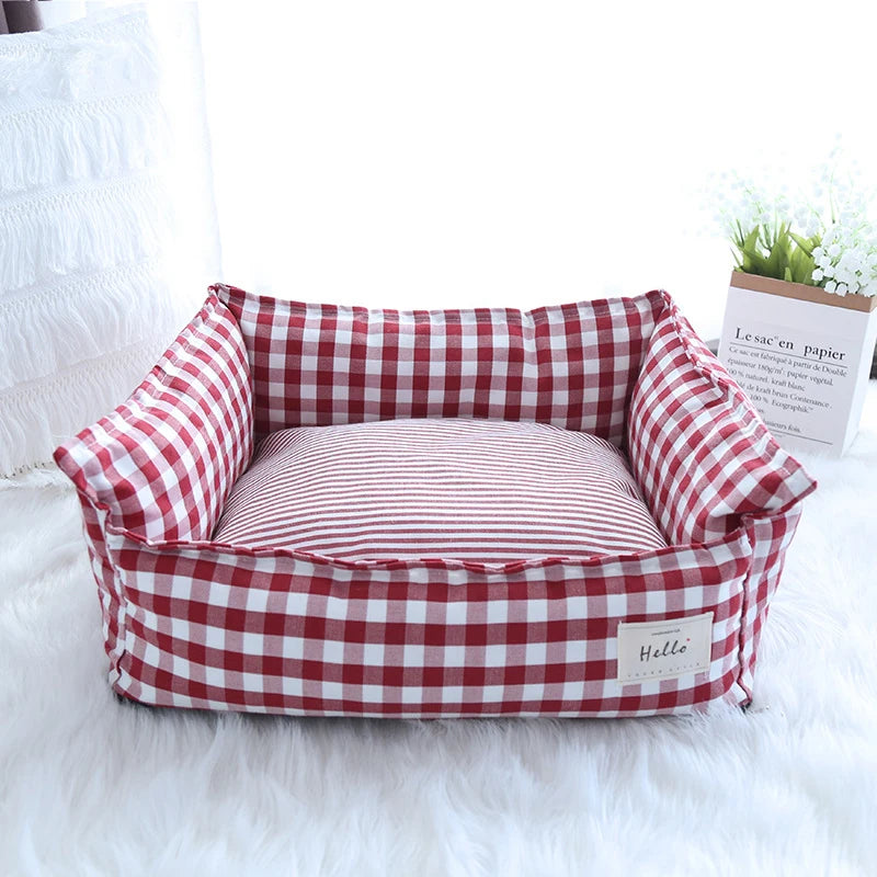 Premium Removable and Washable Cotton Linen Pet Bed for Small to Large Dogs and Cats - Comfortable Sleeping Mat