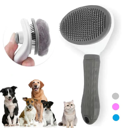 Self-Cleaning Pet Hair Removal Comb for Cats and Dogs - Grooming Slicker Brush and Pet Accessories