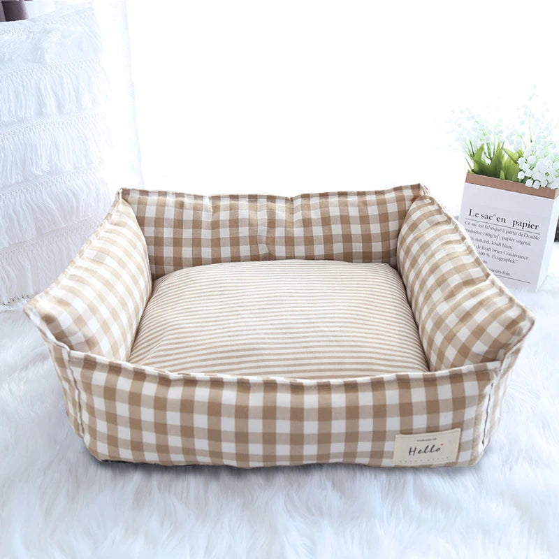 Premium Removable and Washable Cotton Linen Pet Bed for Small to Large Dogs and Cats - Comfortable Sleeping Mat