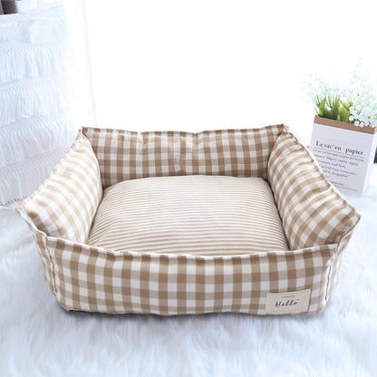 Premium Removable and Washable Cotton Linen Pet Bed for Small to Large Dogs and Cats - Comfortable Sleeping Mat