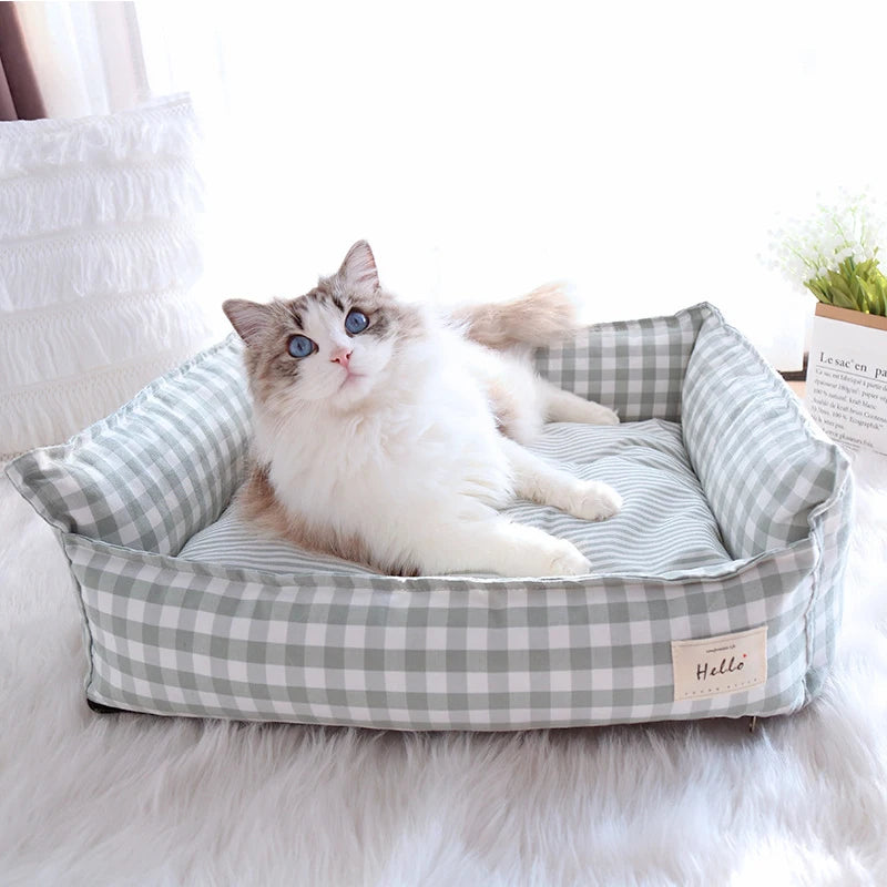 Premium Removable and Washable Cotton Linen Pet Bed for Small to Large Dogs and Cats - Comfortable Sleeping Mat