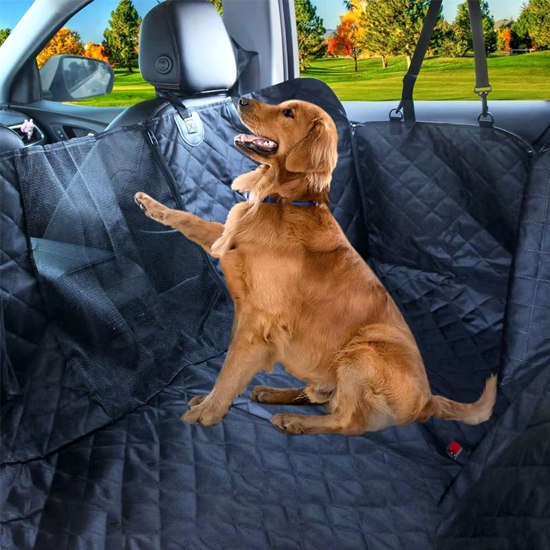 Double Zipper Waterproof Pet Seat Pad for Cars - 143x153CM, Dirt Resistant, Compatible with Multiple Models, Solid Color Rear Seat Cushion