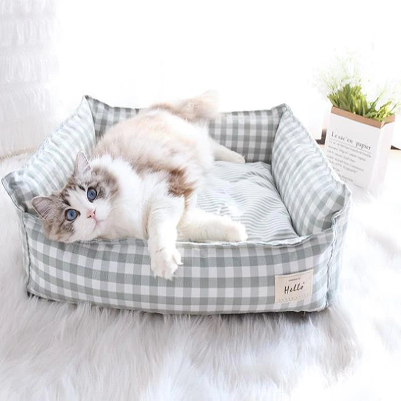 Premium Removable and Washable Cotton Linen Pet Bed for Small to Large Dogs and Cats - Comfortable Sleeping Mat