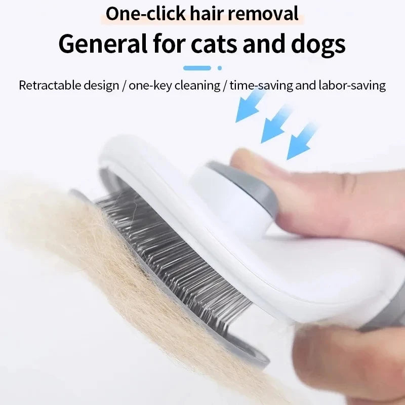 Self-Cleaning Pet Hair Removal Comb for Cats and Dogs - Grooming Slicker Brush and Pet Accessories