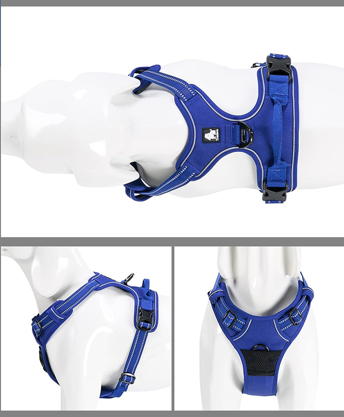 Truelove TLH5651 Adjustable No-Pull Dog Harness - Reflective Vest for Comfortable Control in Royal Blue, Medium Size