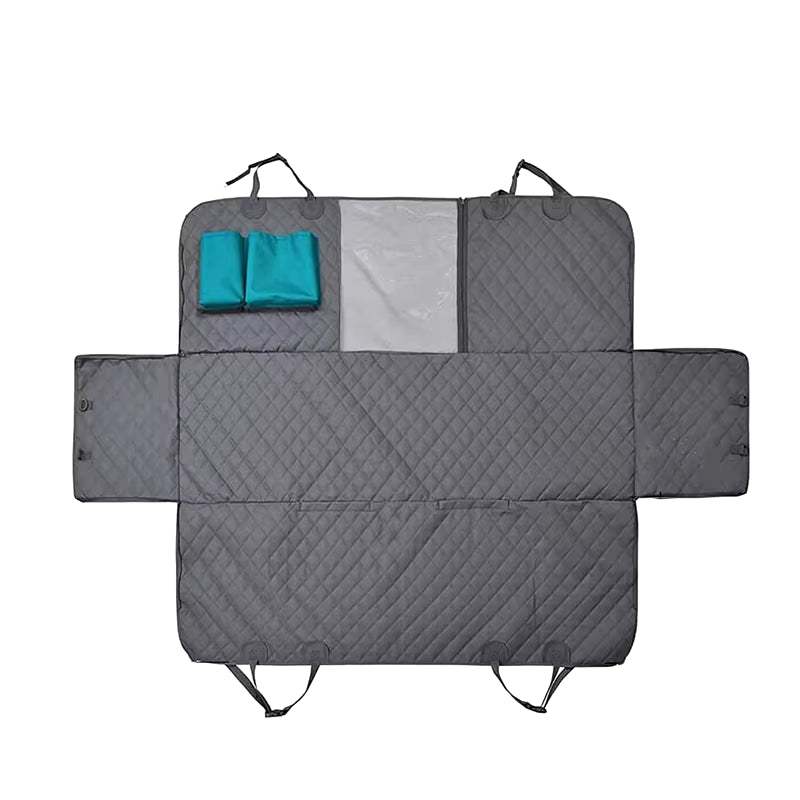 Double Zipper Waterproof Pet Seat Pad for Cars - 143x153CM, Dirt Resistant, Compatible with Multiple Models, Solid Color Rear Seat Cushion