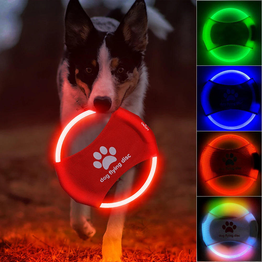 LED Glowing Dog Flying Discs - Interactive Training Toy for Pets