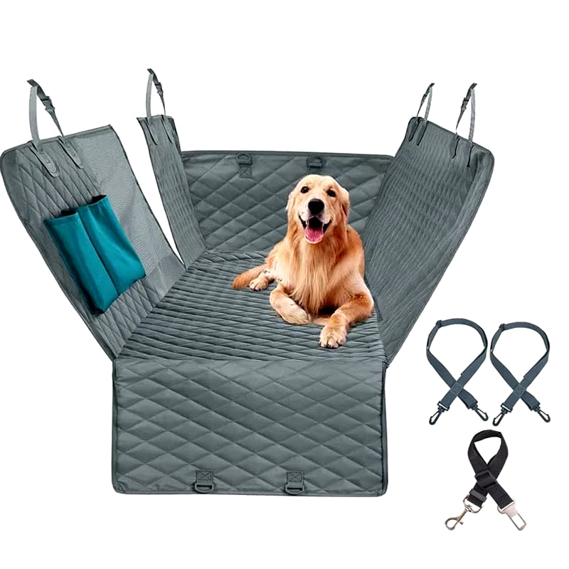 Double Zipper Waterproof Pet Seat Pad for Cars - 143x153CM, Dirt Resistant, Compatible with Multiple Models, Solid Color Rear Seat Cushion
