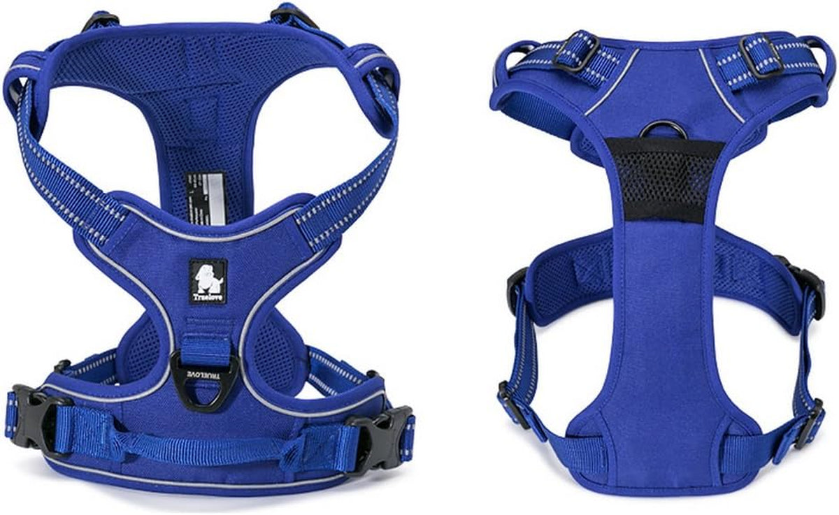 Truelove TLH5651 Adjustable No-Pull Dog Harness - Reflective Vest for Comfortable Control in Royal Blue, Medium Size