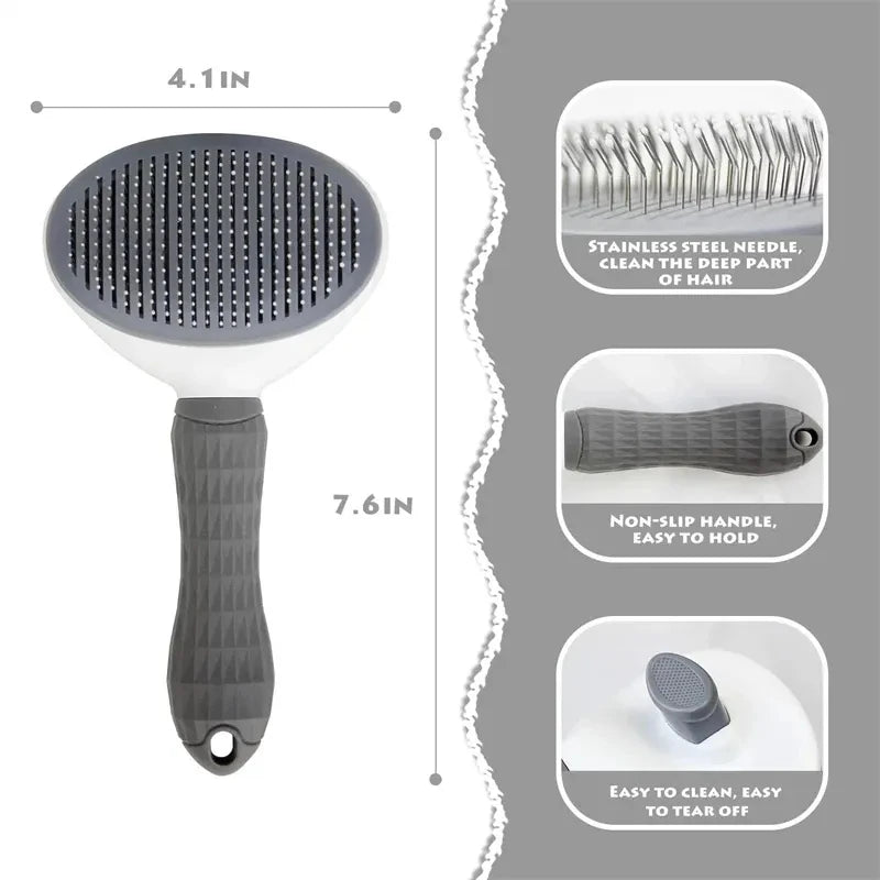 Self-Cleaning Pet Hair Removal Comb for Cats and Dogs - Grooming Slicker Brush and Pet Accessories