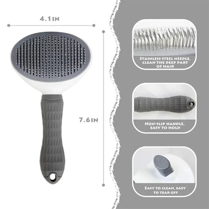 Self-Cleaning Pet Hair Removal Comb for Cats and Dogs - Grooming Slicker Brush and Pet Accessories